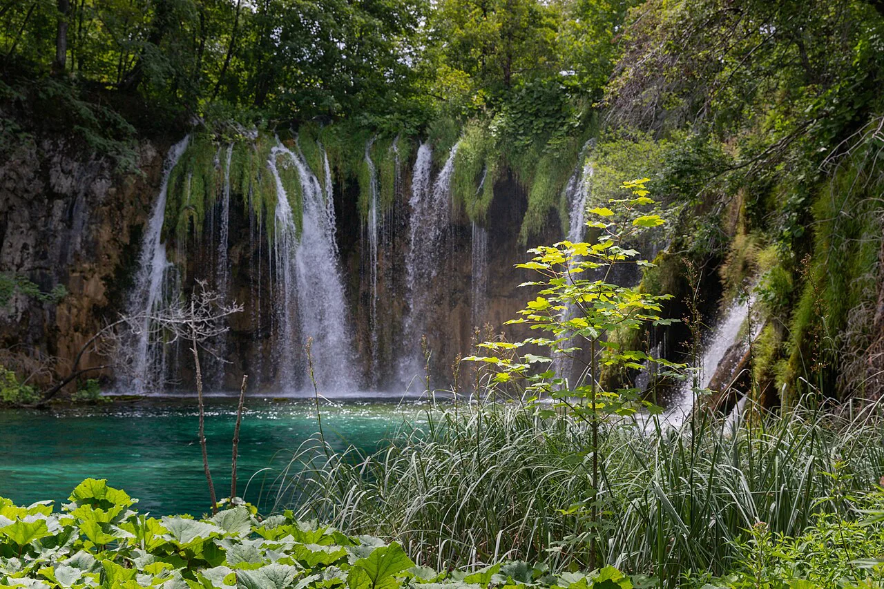 The Galovački buk waterfall flowing into Galovac lake at Plitvice Lakes National Park, Croatia