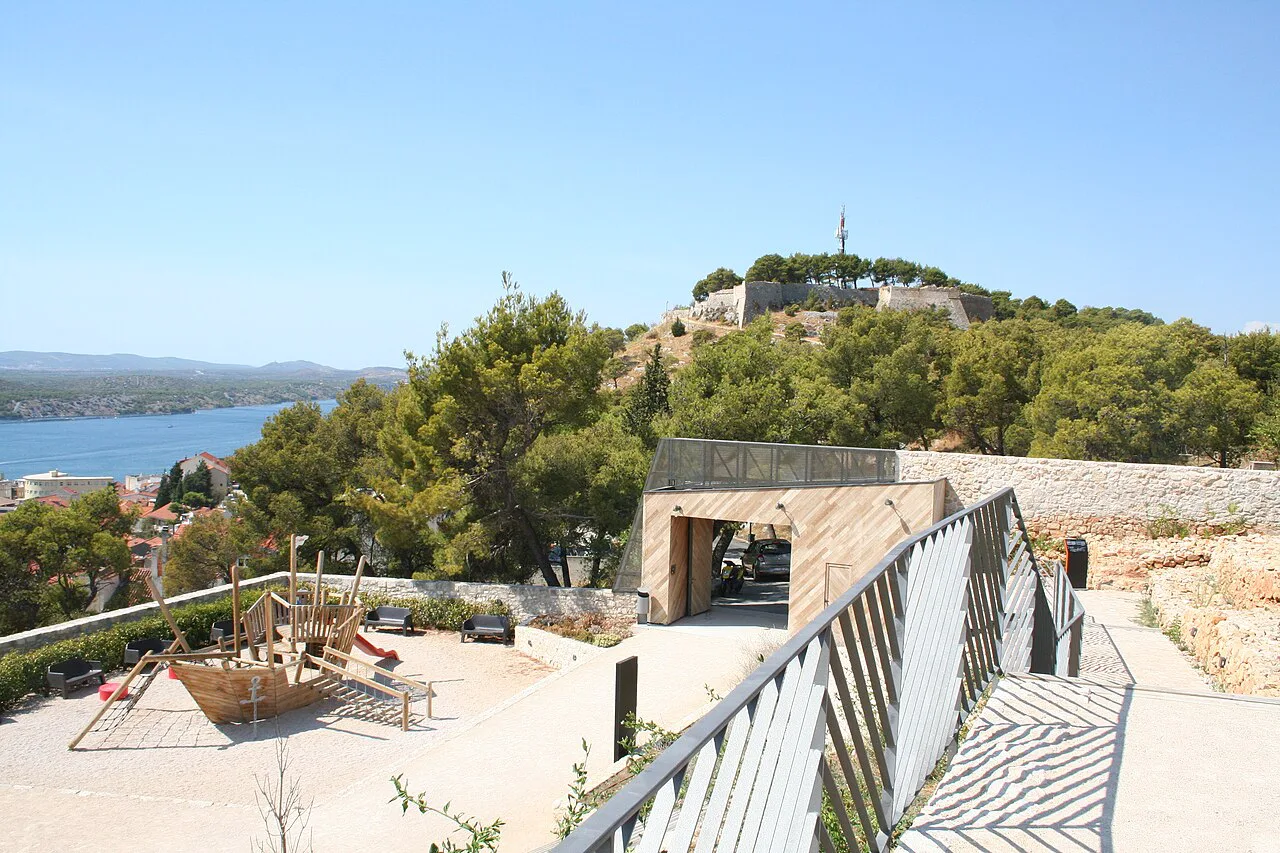 Terraces and a children's playground at Barone Fortress in Šibenik