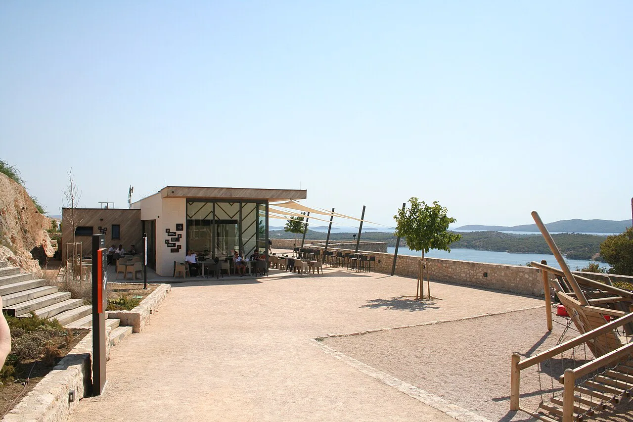 The central visitor building on the terrace of Barone Fortress in Šibenik