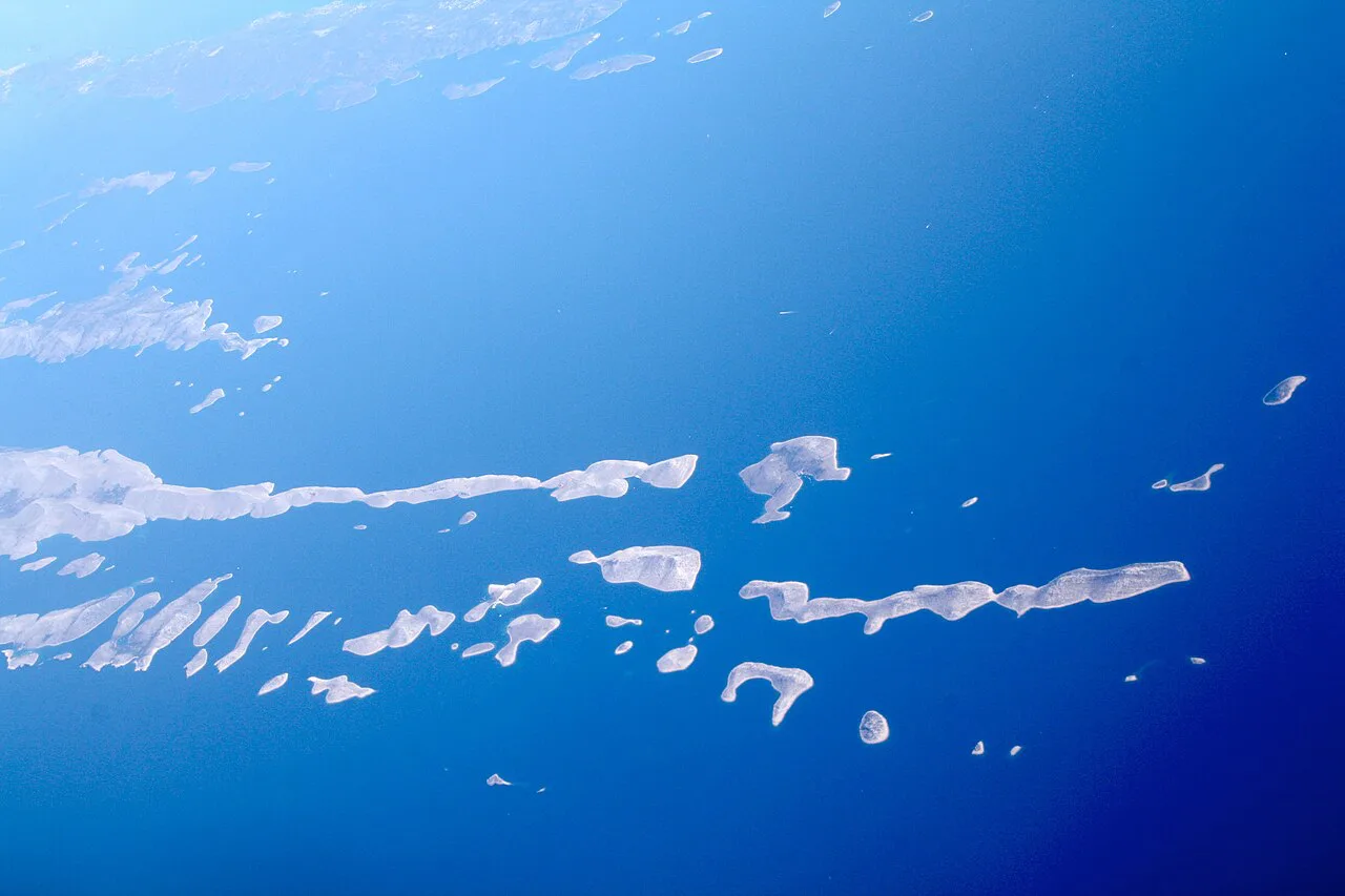 Aerial view of the Kornati islands scattered across the Adriatic Sea in Croatia.