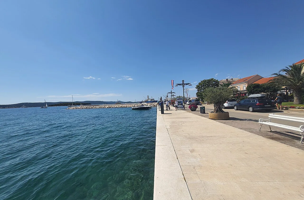 The harbour promenade and pier at Biograd na Moru, Dalmatia
