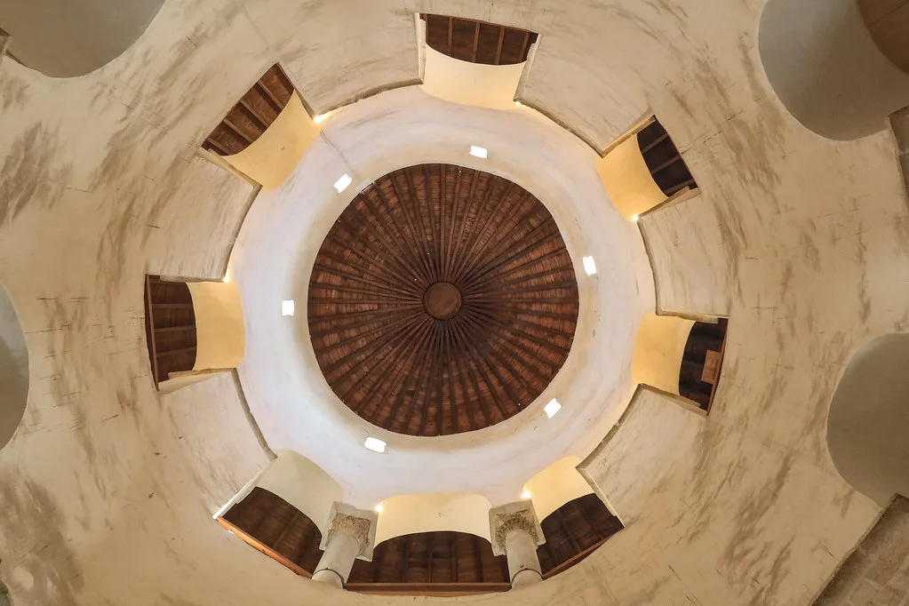 Looking up at the circular dome inside the Church of St Donatus in Zadar