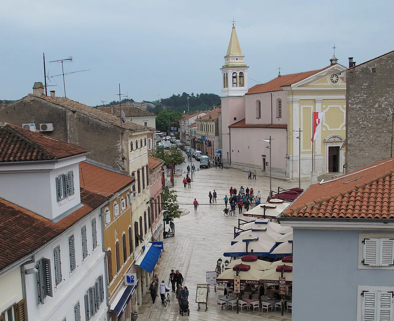 The Church of Our Lady of the Angels at the end of a square in Poreč