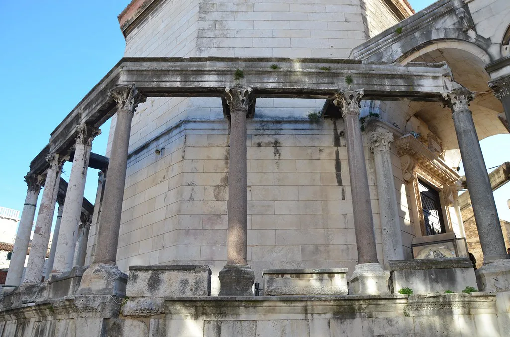 Roman columns of Diocletian's Palace in Split, Croatia