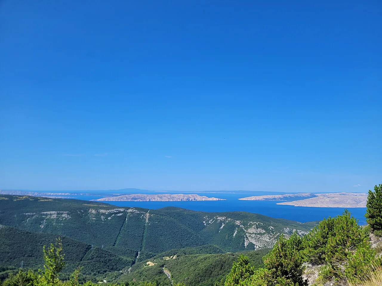 View over the Croatian coast and offshore islands from the hills near Senj, Croatia