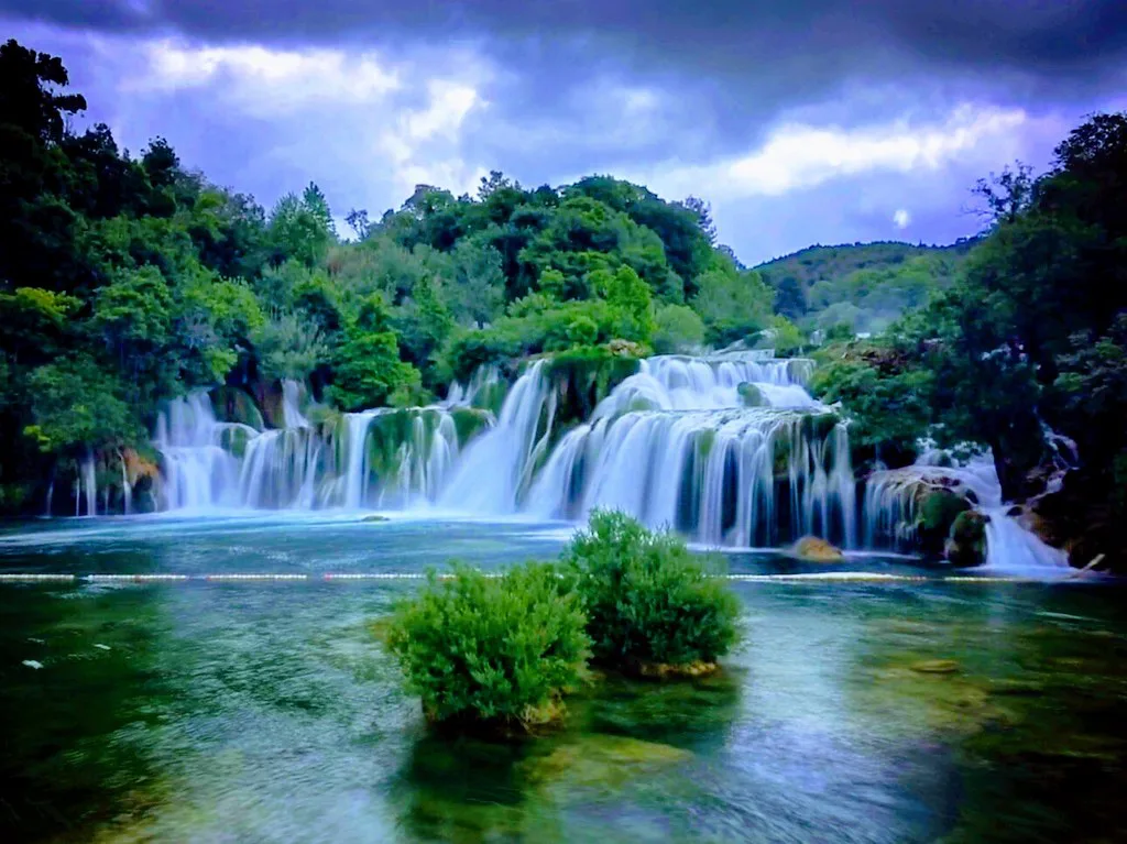 A waterfall in Krka National Park near Šibenik.
