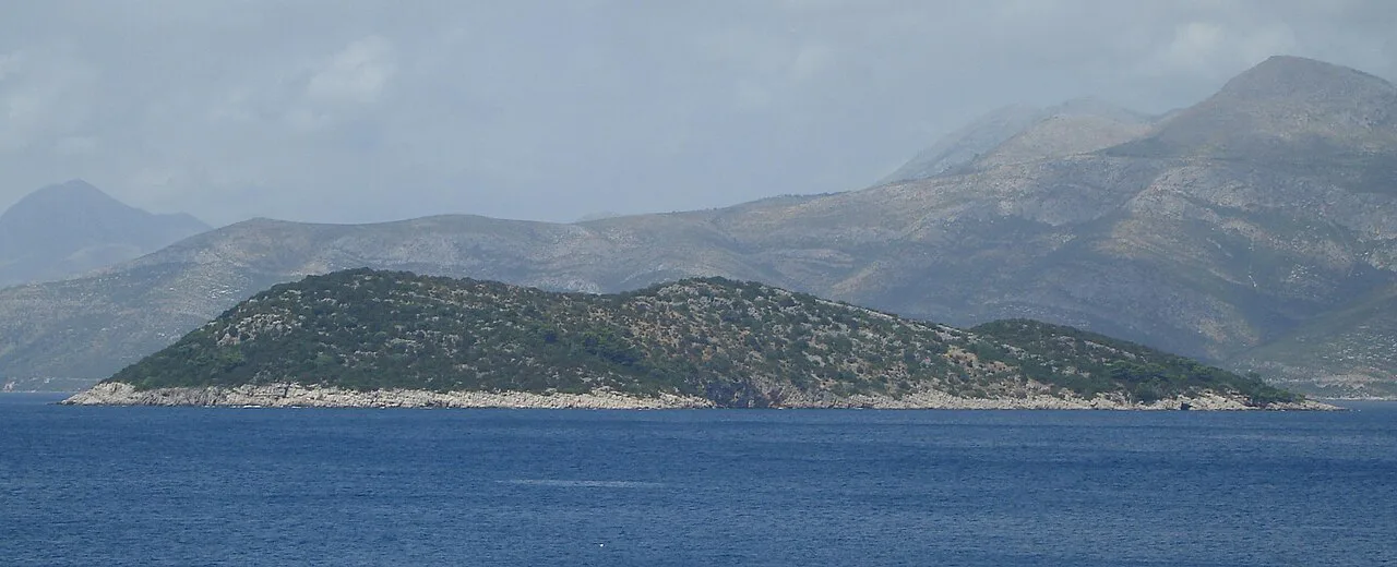 Ruda island seen from Lopud in the Elaphiti Islands, Southern Dalmatia