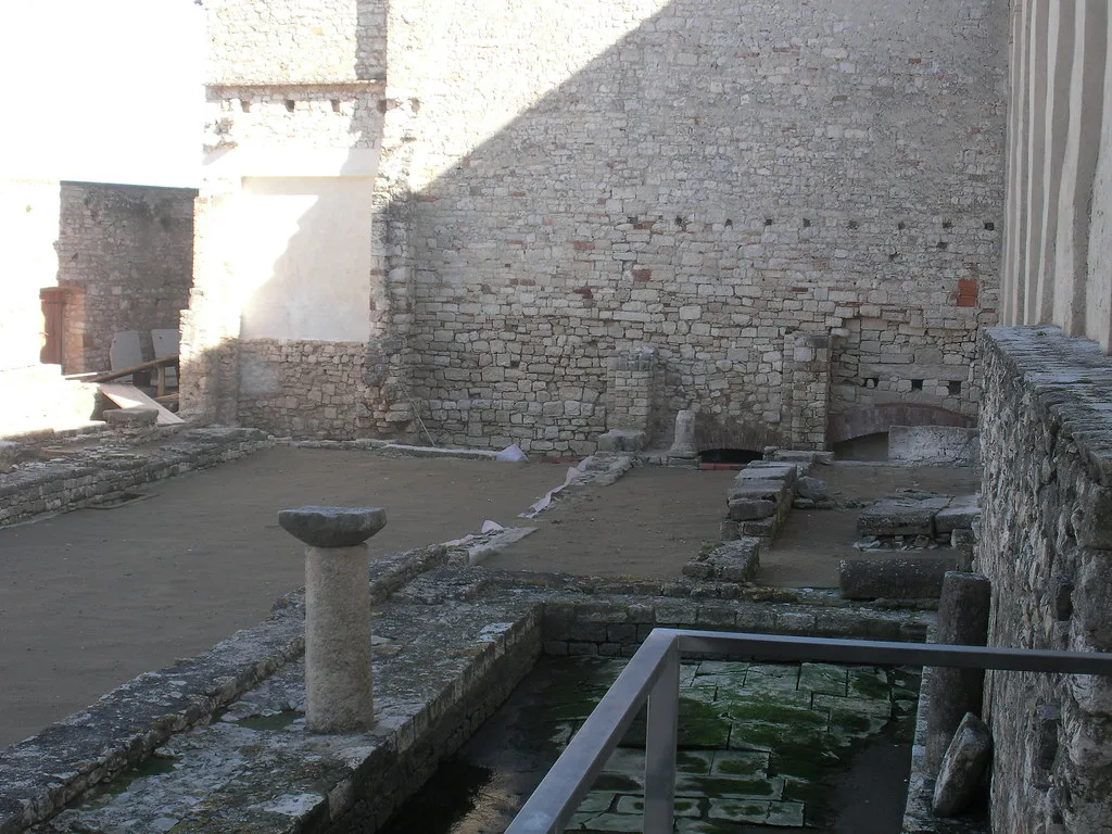 Stone remains in the lapidarium of the Euphrasian Basilica in Poreč