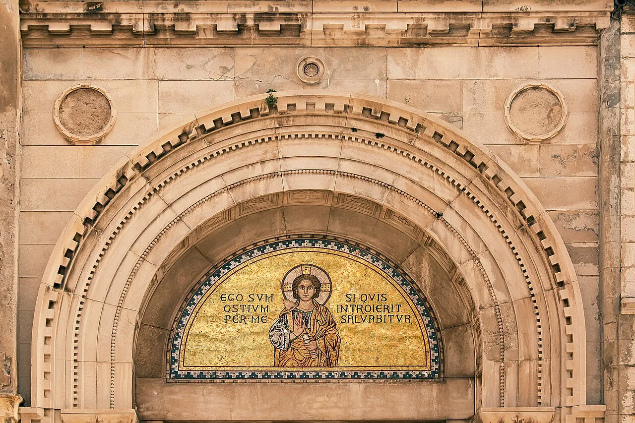 Mosaics above the entrance to the Euphrasian Basilica in Poreč.