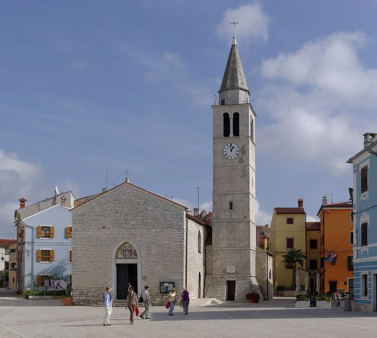 The parish church of Saints Cosmas and Damian and its bell tower in Fažana, Istria
