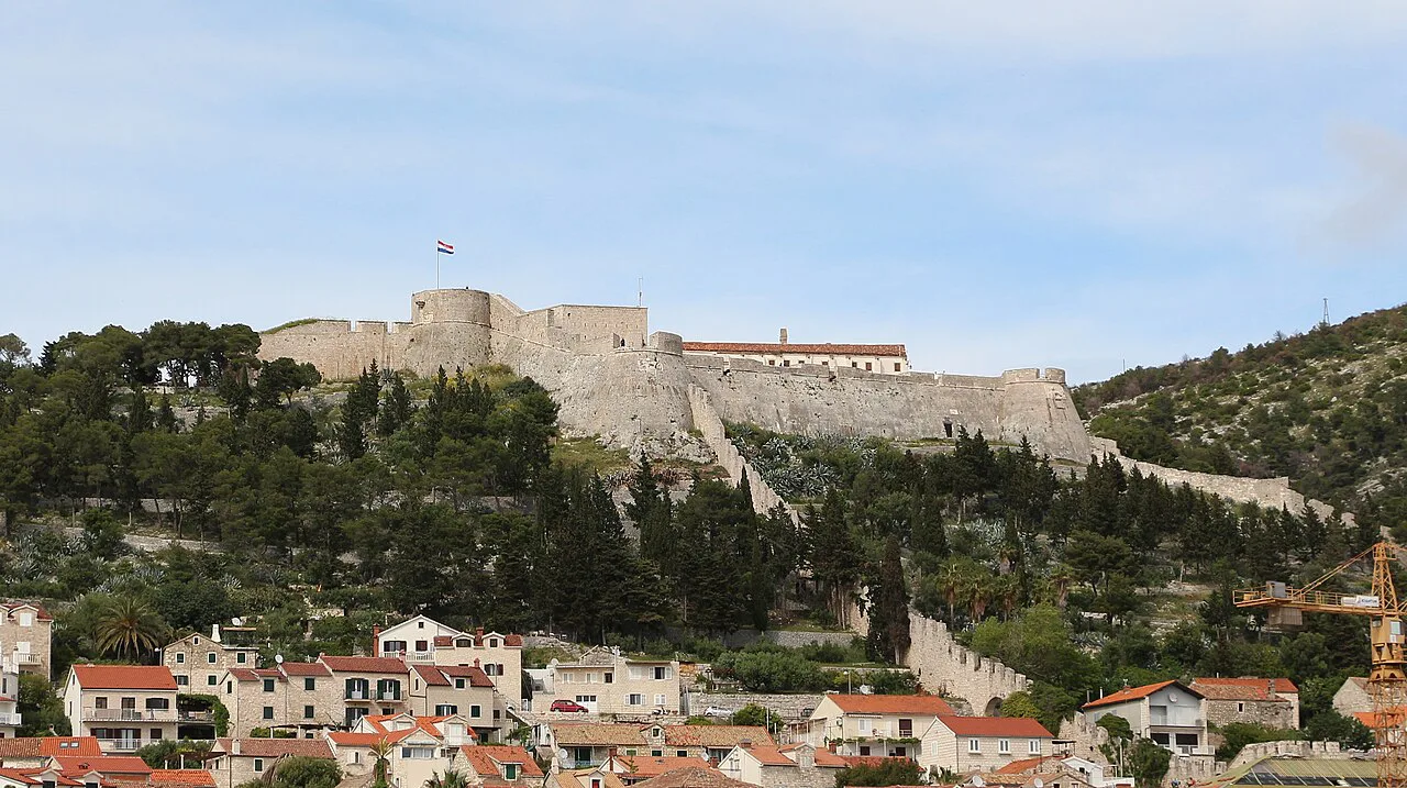The Spanish Fortress on the hill above the rooftops of Hvar Town.