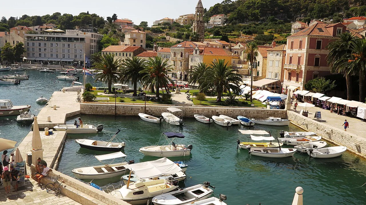 Small boats in the harbour of Hvar Town