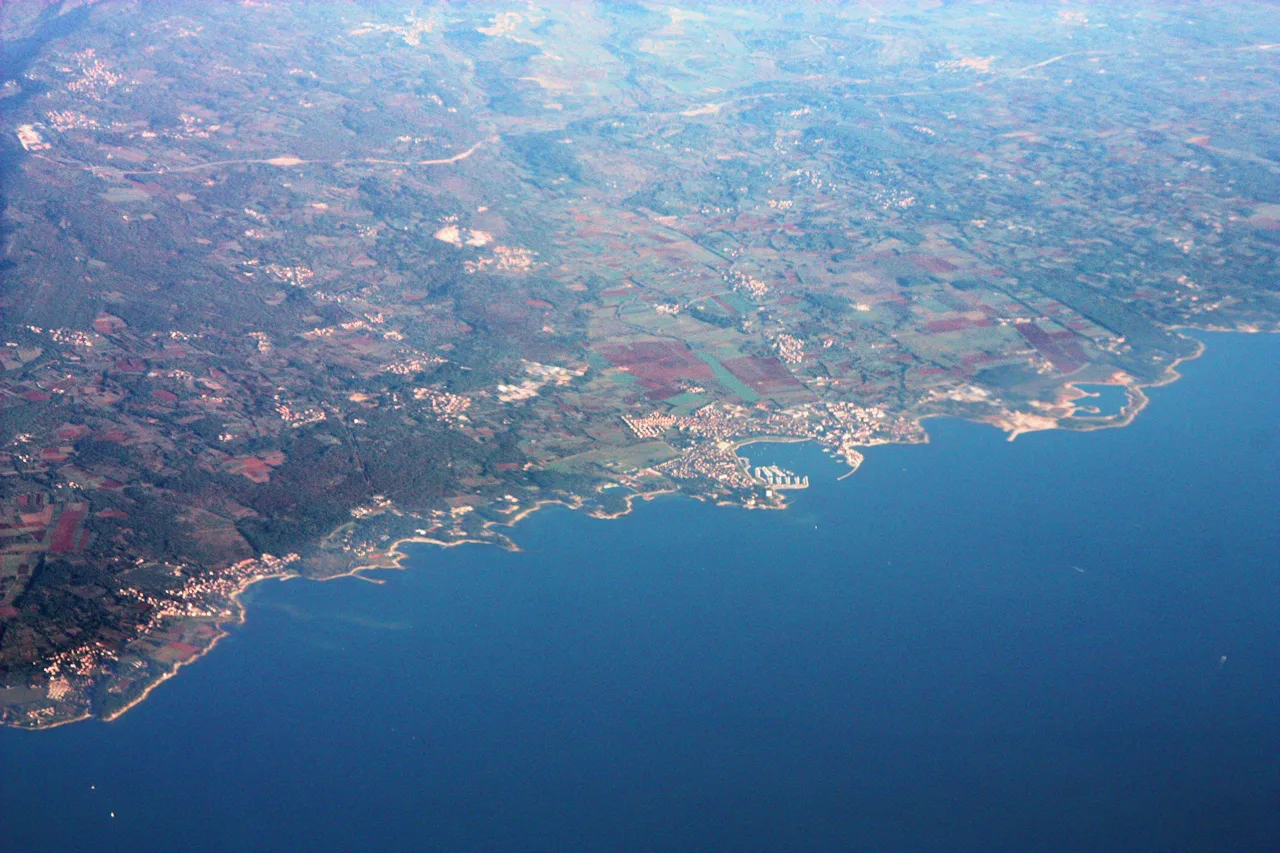 Aerial view of the west coast of Istria around Umag