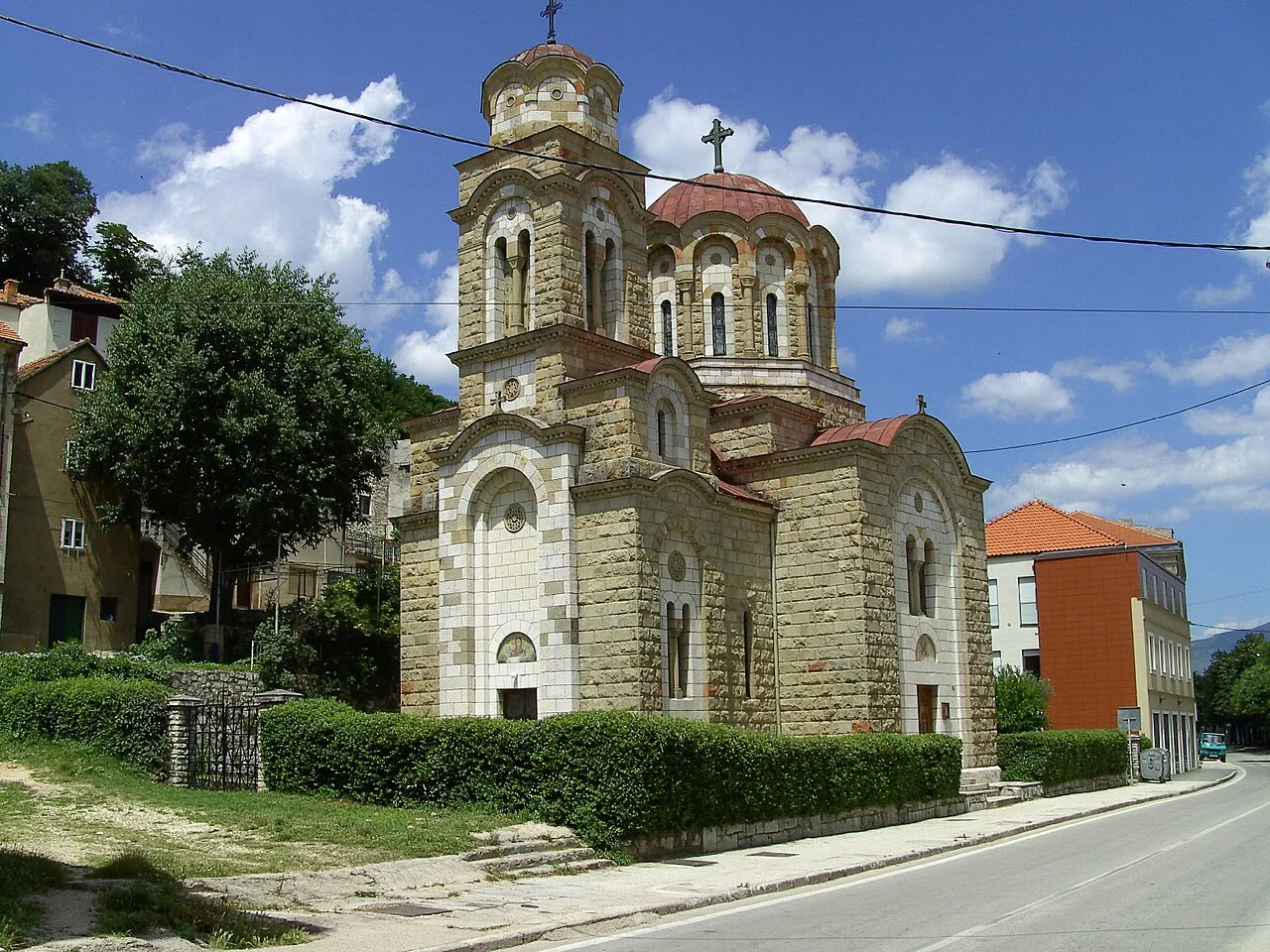A Serbian Orthodox church with a bell tower in Knin, Dalmatia