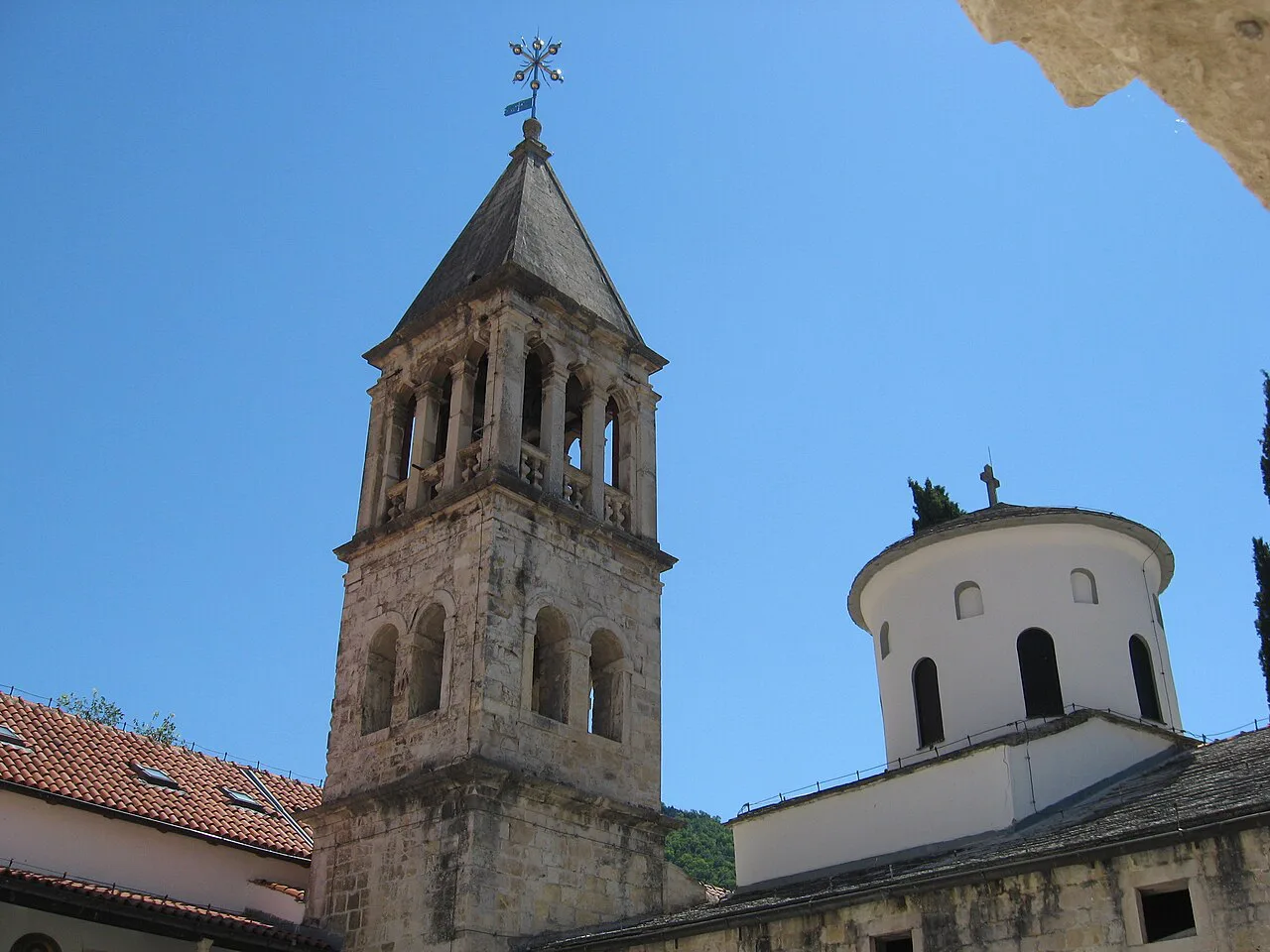 The bell tower and domed church of Krka Monastery, Krka National Park