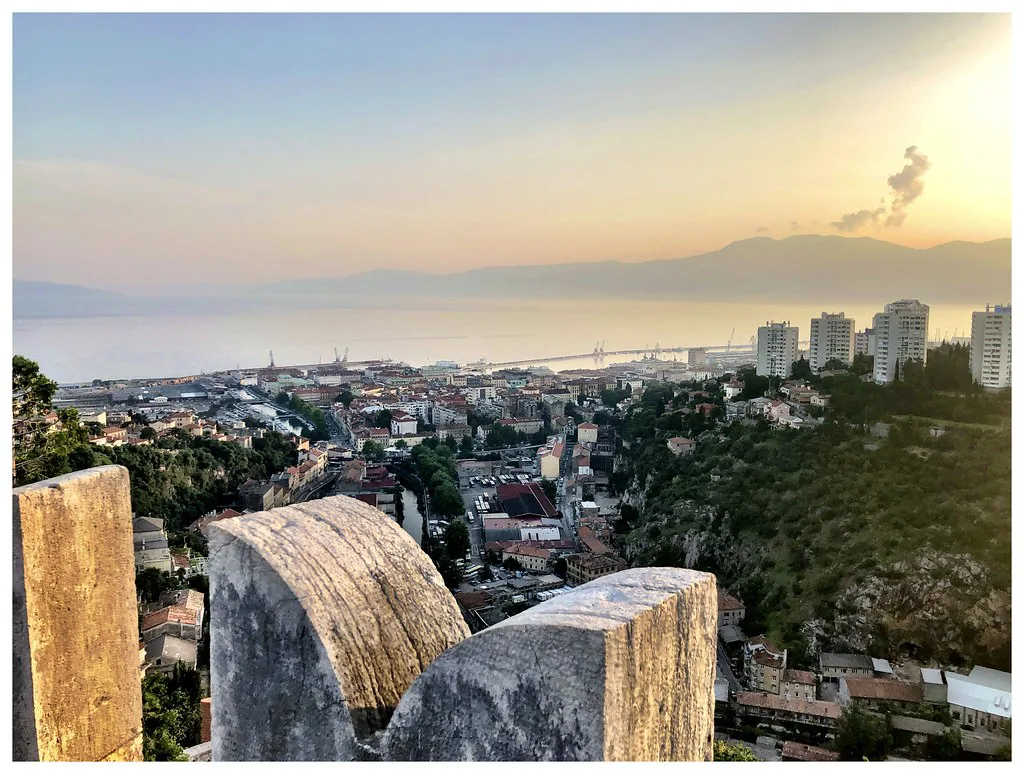 A view over Rijeka and the Kvarner Bay from a hilltop.