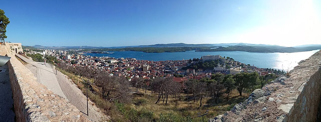A panoramic view over Šibenik and its bay from St John's Fortress