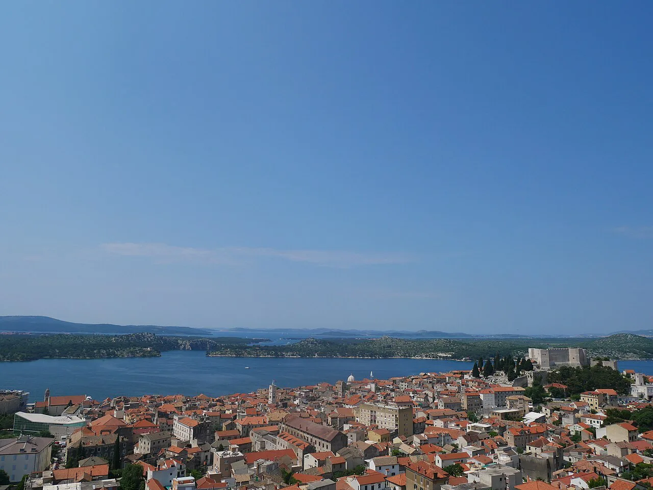 Rooftops of Šibenik and the channel seen from the Barone fortress