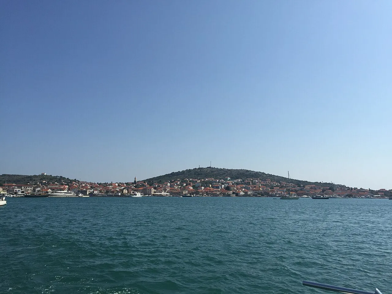 Houses along the coast of Murter seen across the sea, Šibenik