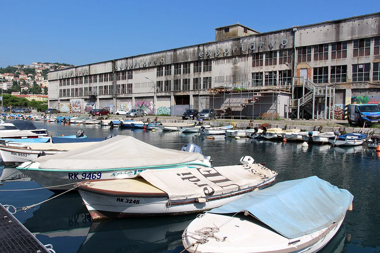 The Exportdrvo warehouse building beside the Delta harbour in Rijeka