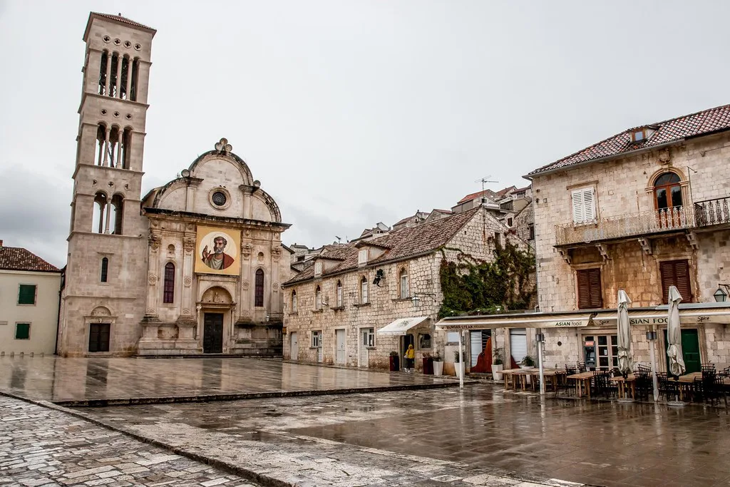 St Stephen's Cathedral and its square in Hvar Town
