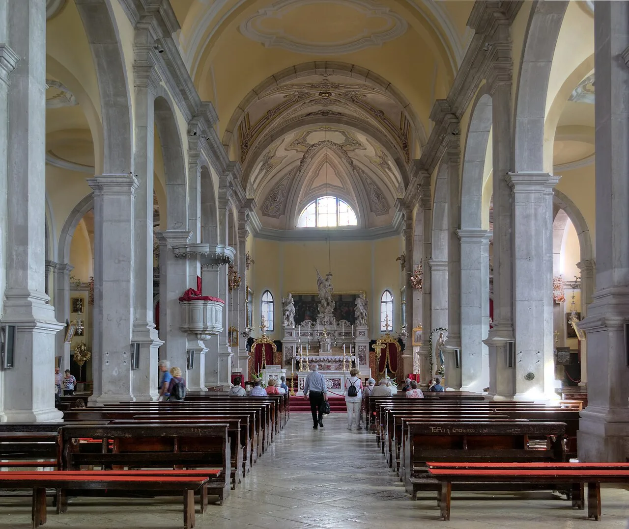 The nave and main altar inside the Church of St Euphemia in Rovinj