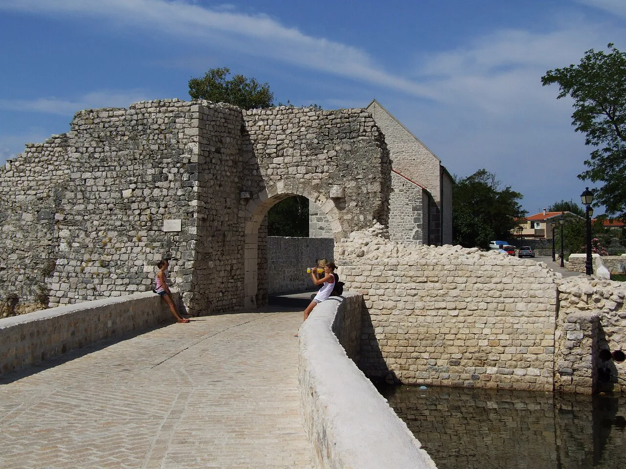The stone bridge leading to the Upper Gate of Nin, Dalmatia