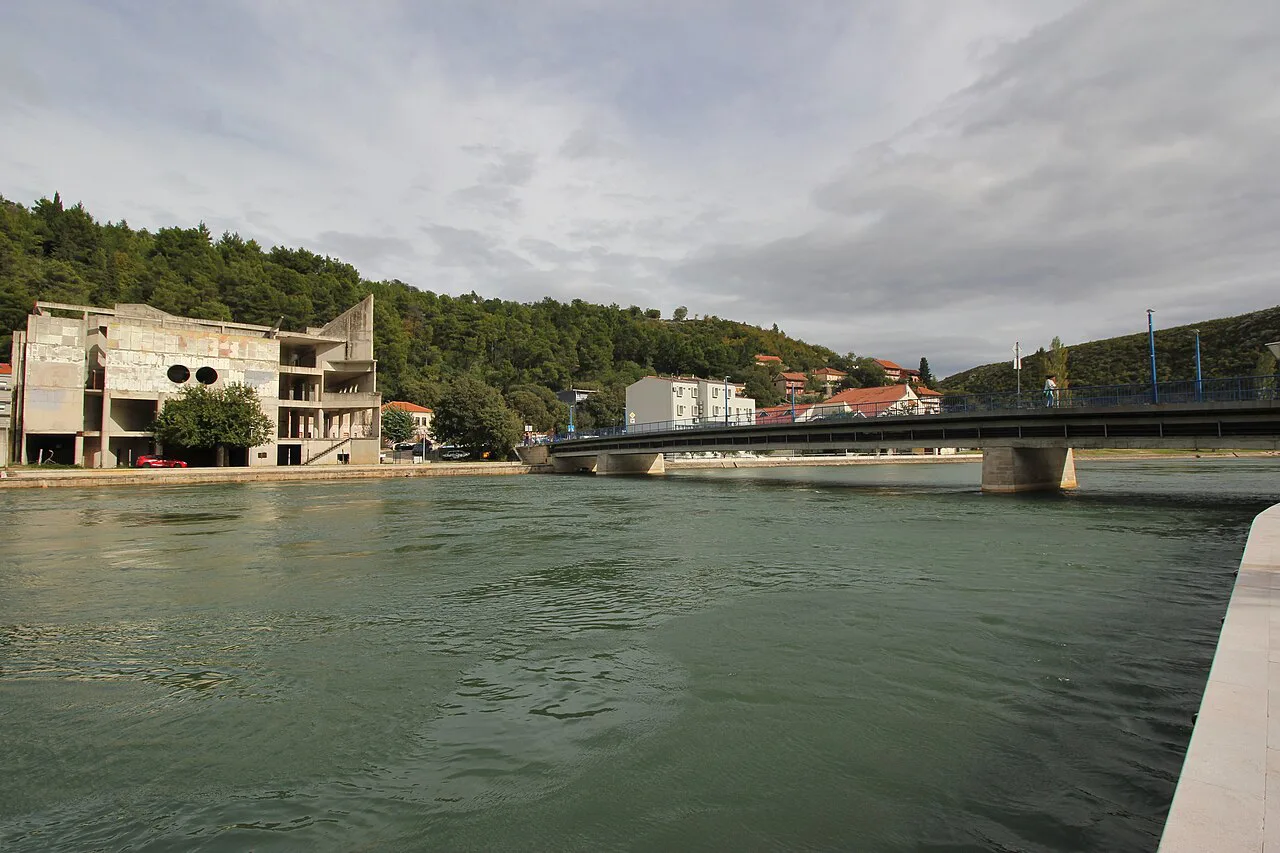The Zrmanja river and a bridge in Obrovac.