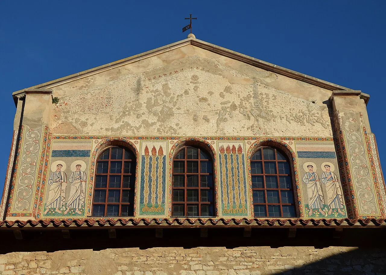 The mosaic-decorated façade of the Euphrasian Basilica in Poreč
