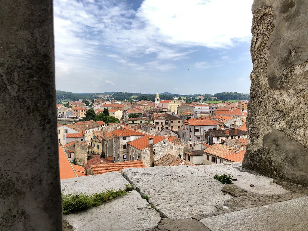 A view over the rooftops of the old town of Poreč
