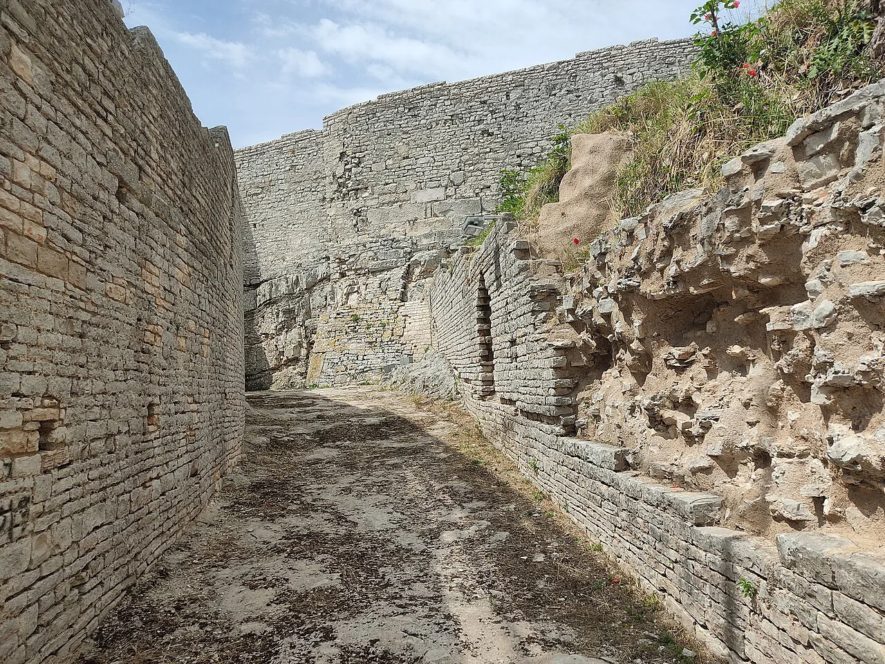 A stone passage among the remains of the Roman theatre in Pula