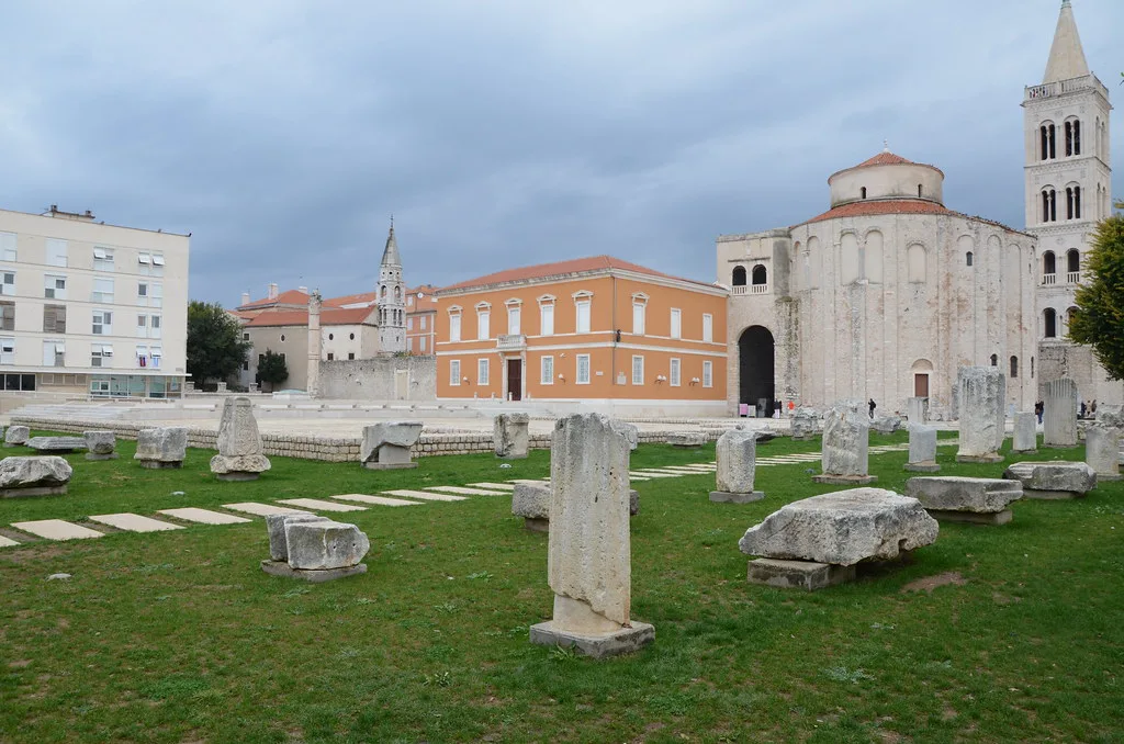 Scattered stone remains of the Roman forum in Zadar