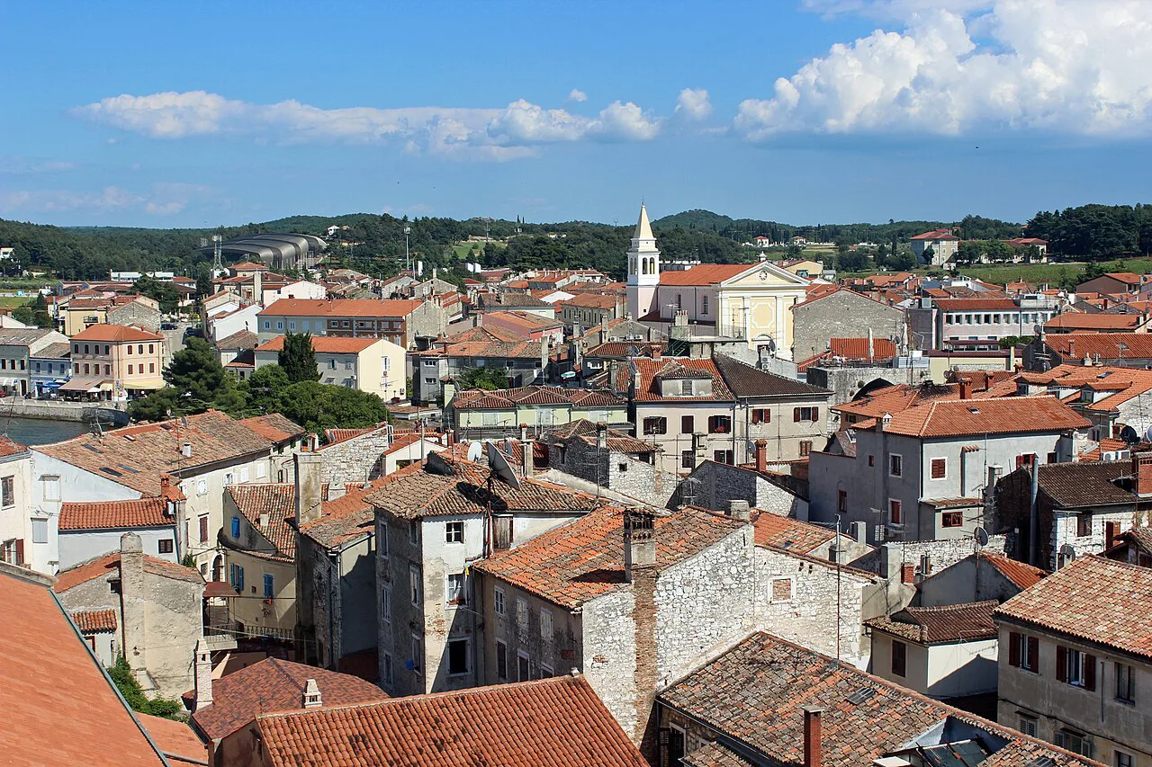 Rooftops of Poreč old town seen from the bell tower of the Euphrasian Basilica
