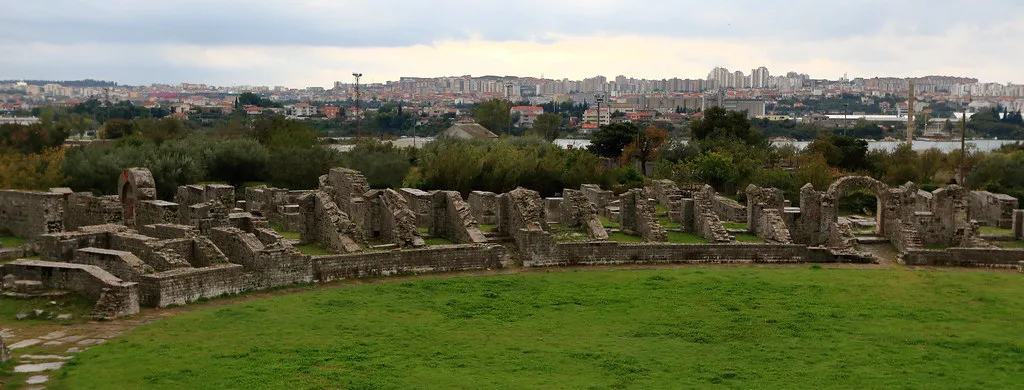 The remains of the Roman amphitheatre at Salona near Solin, Dalmatia