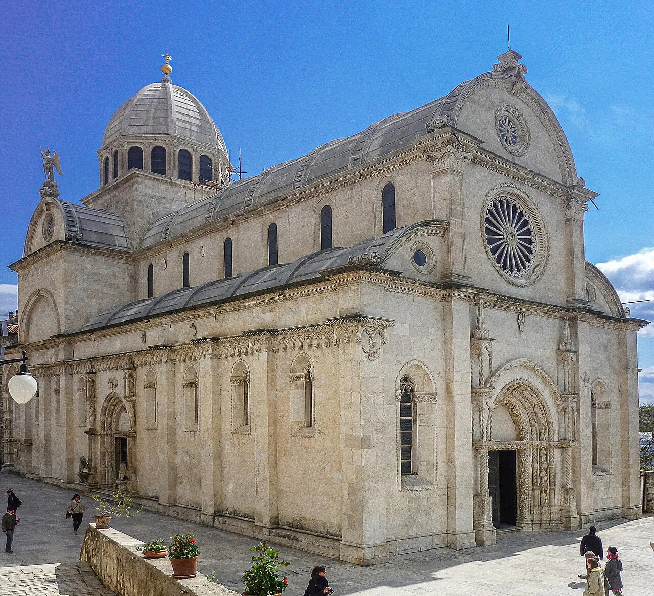 The stone Cathedral of St James with its dome in Šibenik