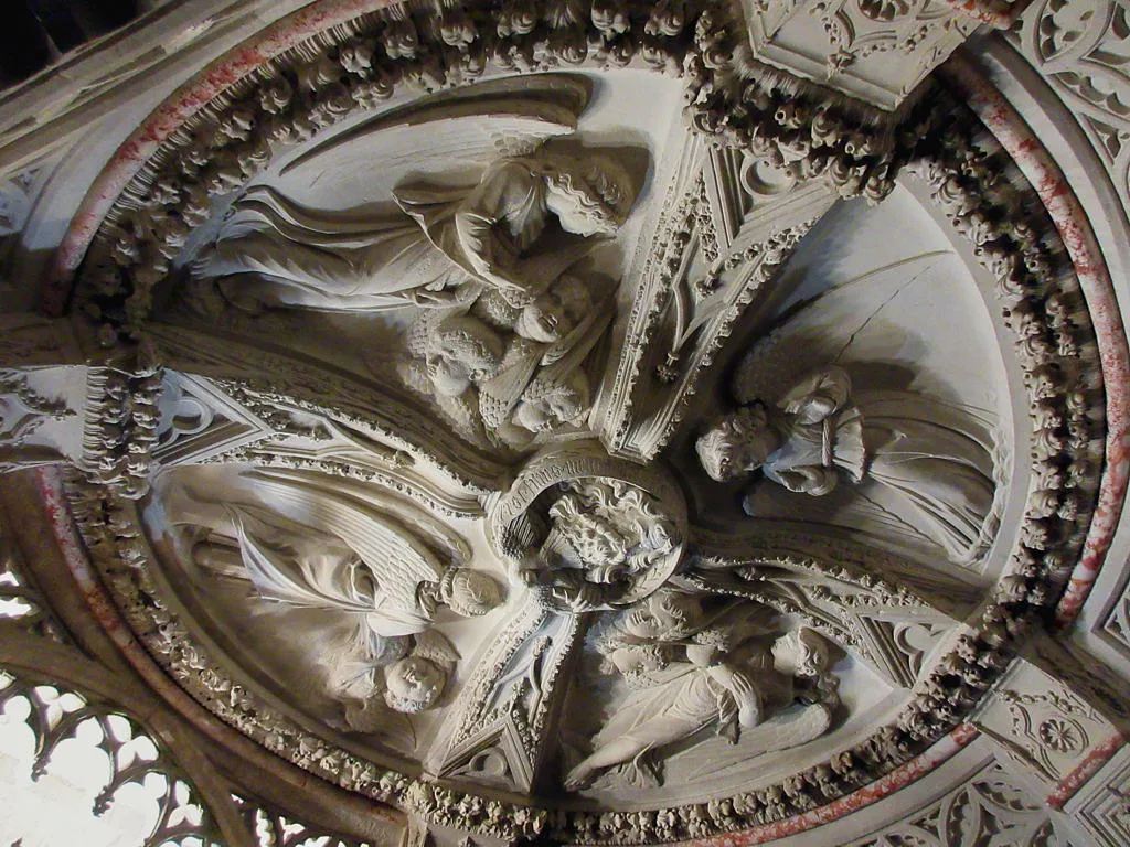 Carved stone ceiling of the baptistery in St James's Cathedral, Šibenik