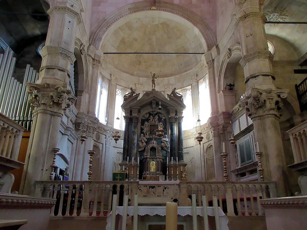 The high altar inside St James Cathedral in Šibenik