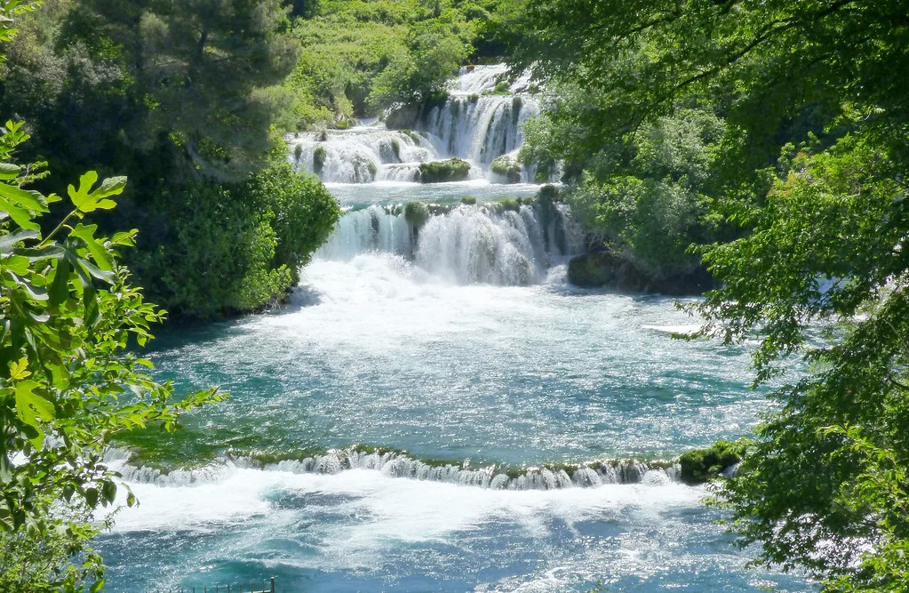 Cascades on the Krka River in Krka National Park, upriver from Skradin