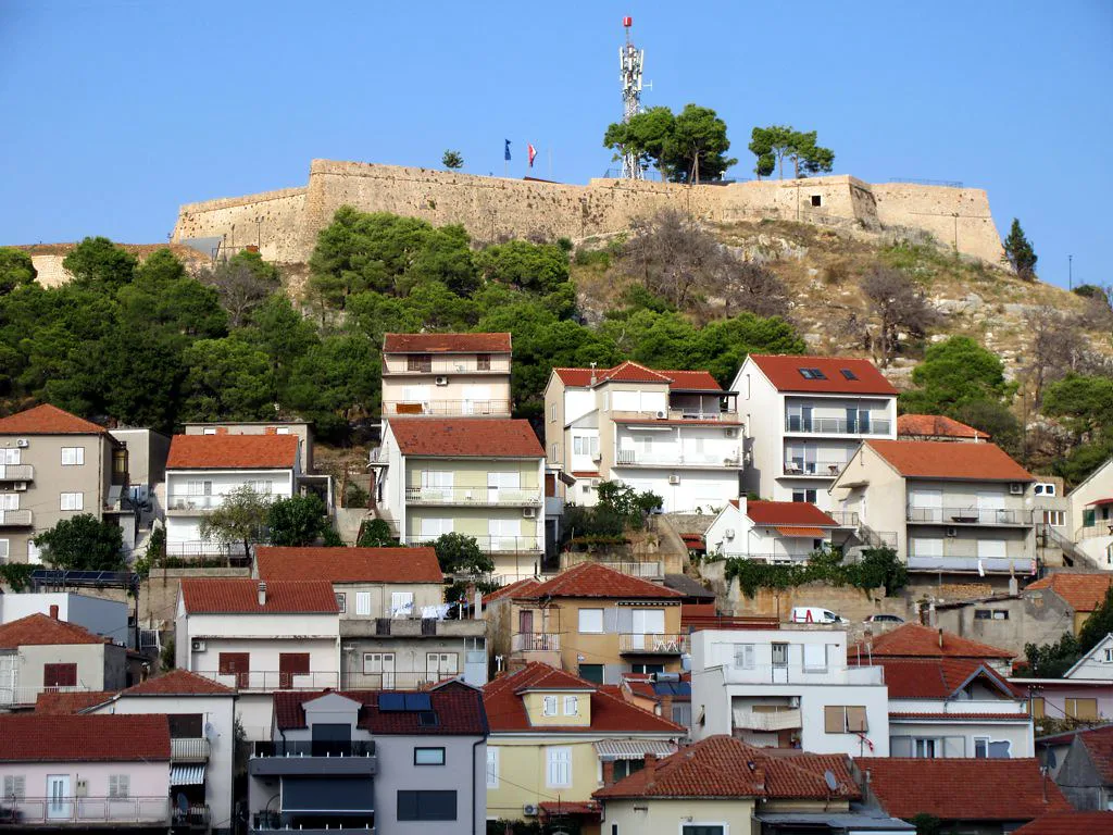 St John's Fortress on the hilltop above the houses of Šibenik