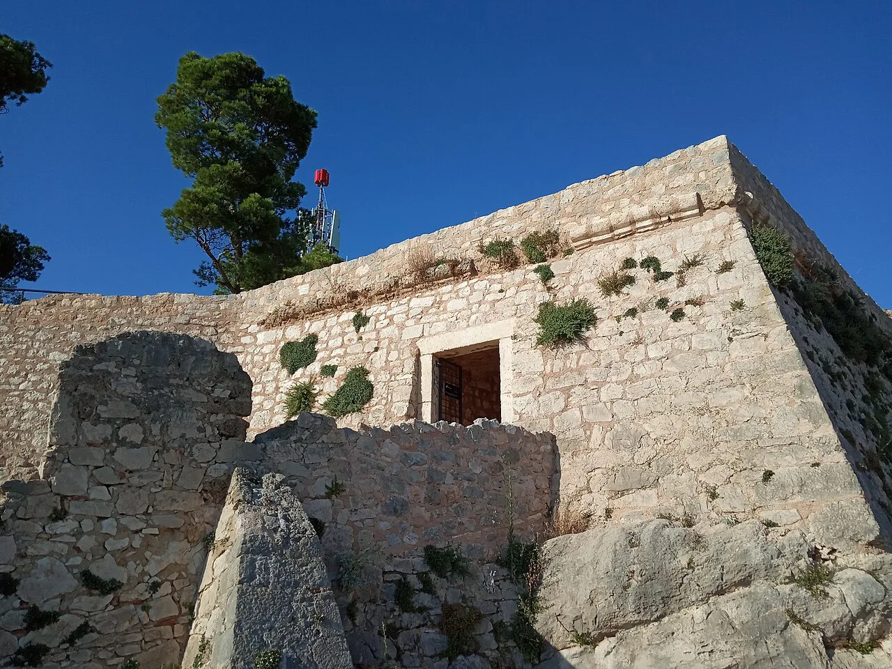 Stone walls at the southern entrance of St John's Fortress in Šibenik