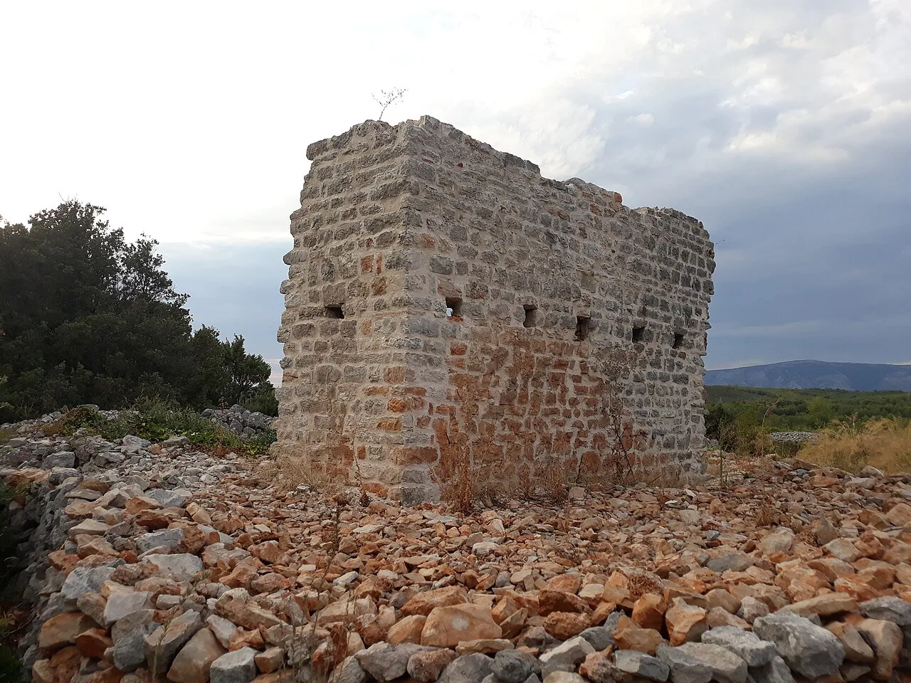 Stone remains of the Roman villa rustica at Mirje on the Stari Grad Plain, Hvar