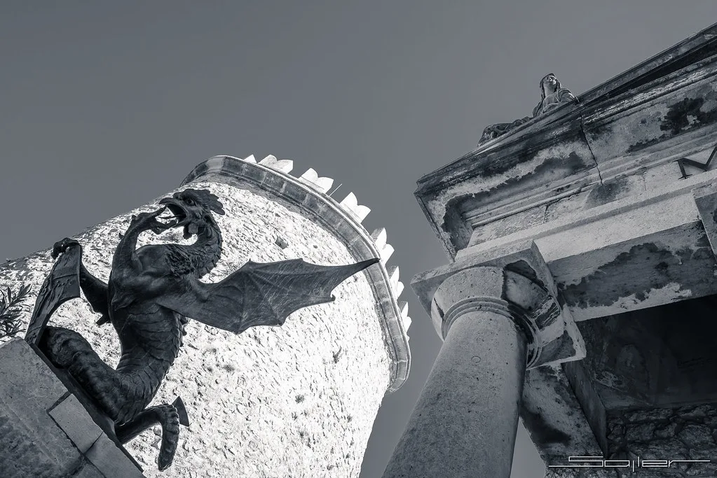 The basilisk sculpture at Trsat Castle in Rijeka.