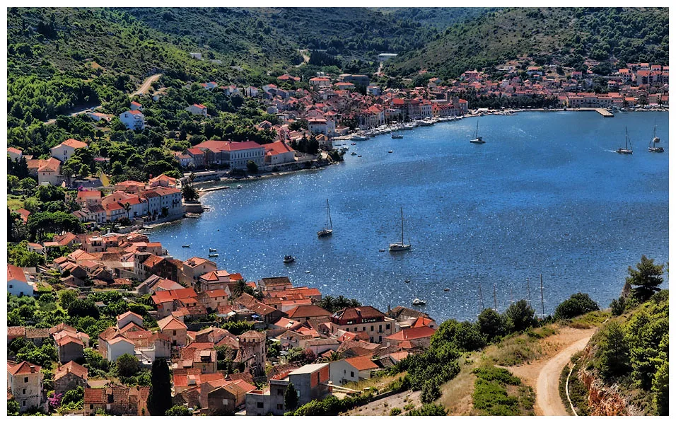 Vis Town spread around its bay on the island of Vis