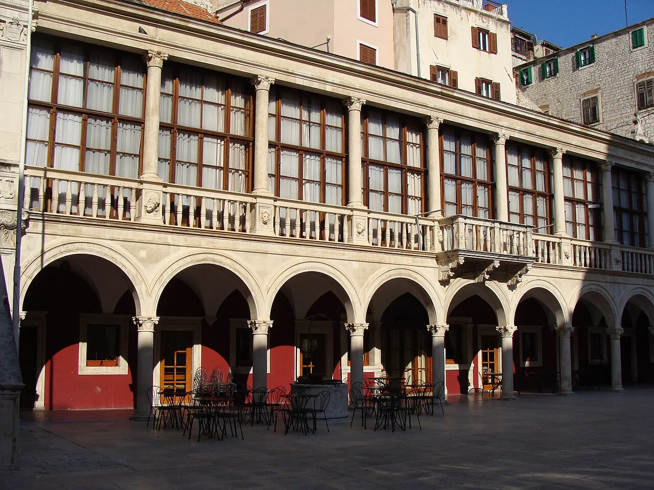 The arcaded loggia of the Town Hall on Republic of Croatia Square in Šibenik