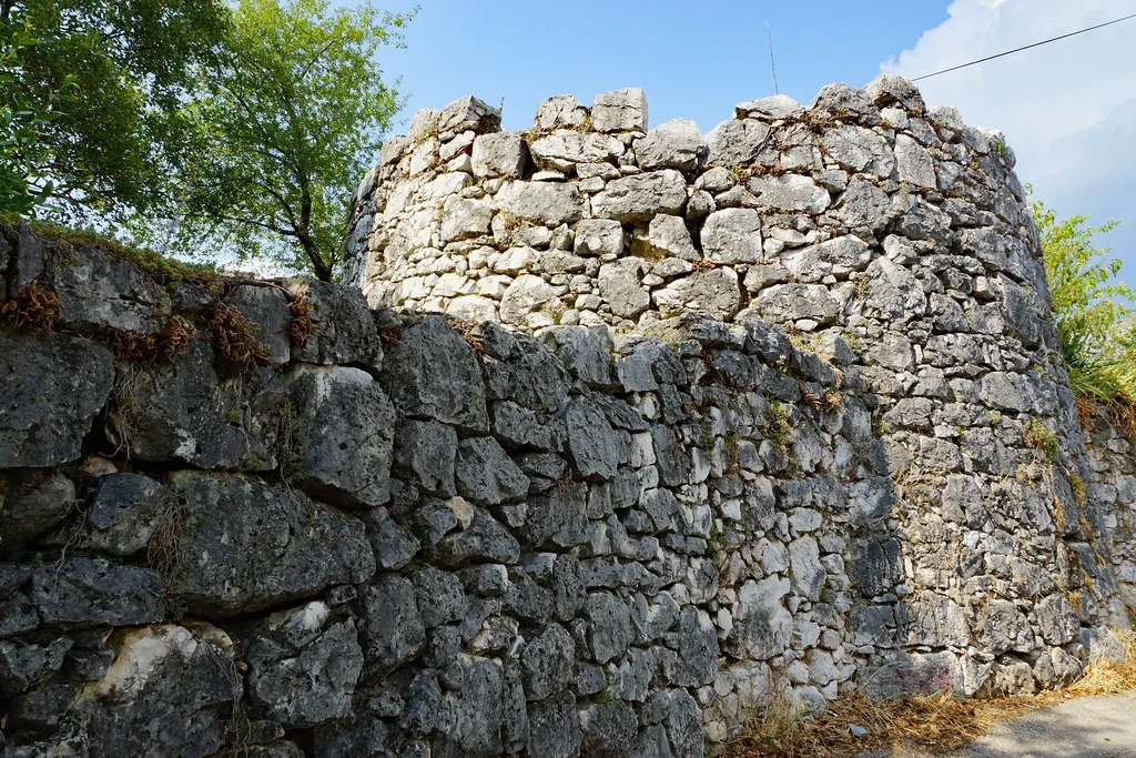 A rounded stone wall of the old fortifications at Trsat in Rijeka