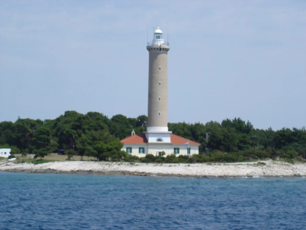 The Veli Rat lighthouse seen from the sea off Dugi otok.