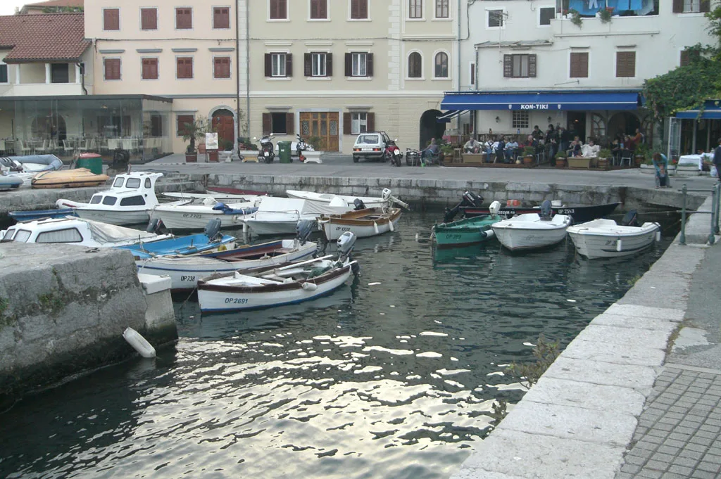 Small boats in the enclosed harbour at Volosko, Kvarner
