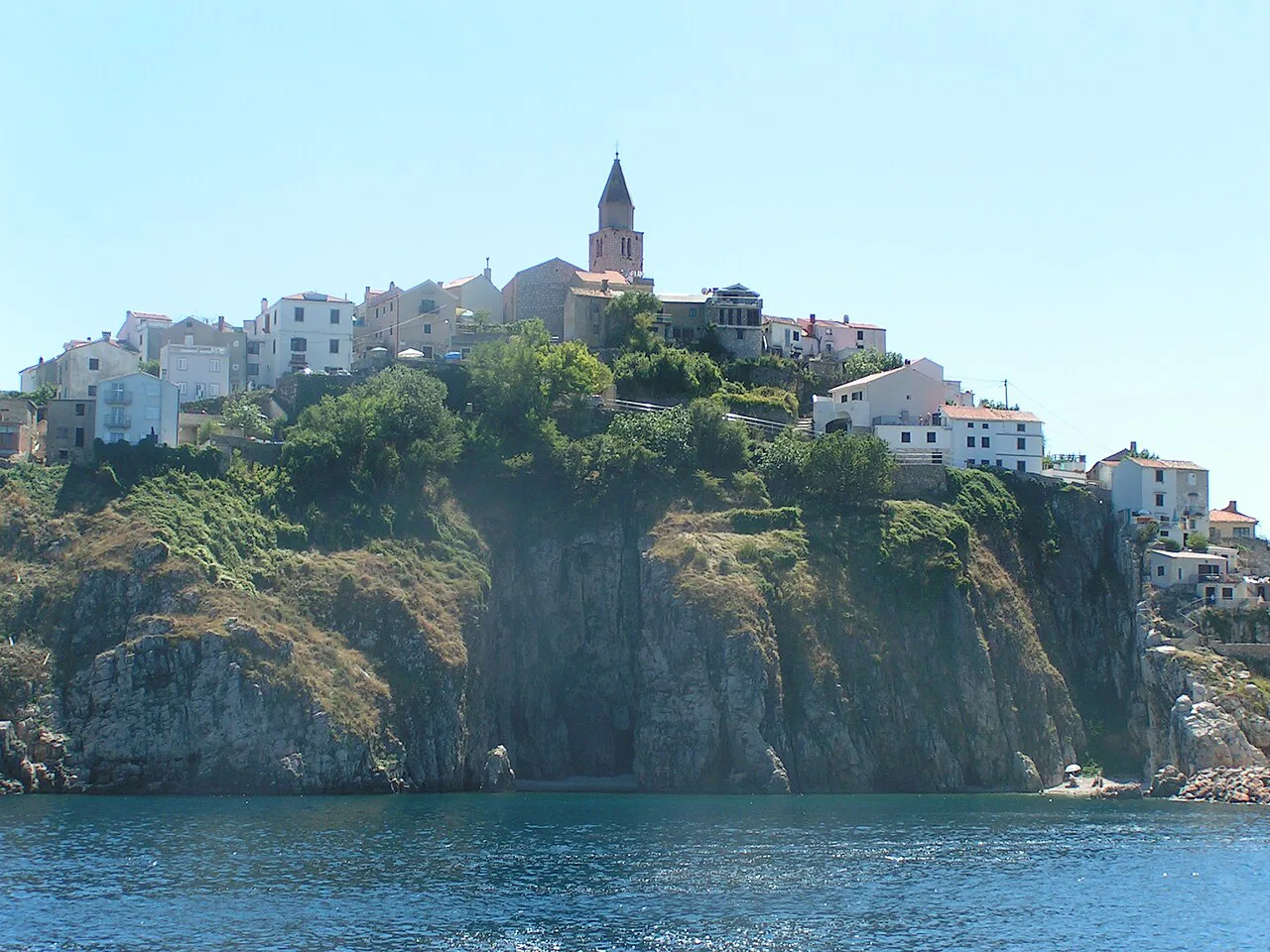 Vrbnik perched on a cliff above the sea on Krk, Kvarner