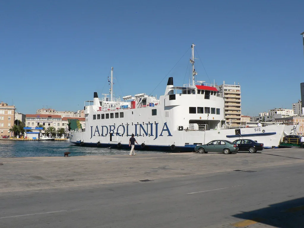 A Jadrolinija ferry in the narrow channel at Zadar