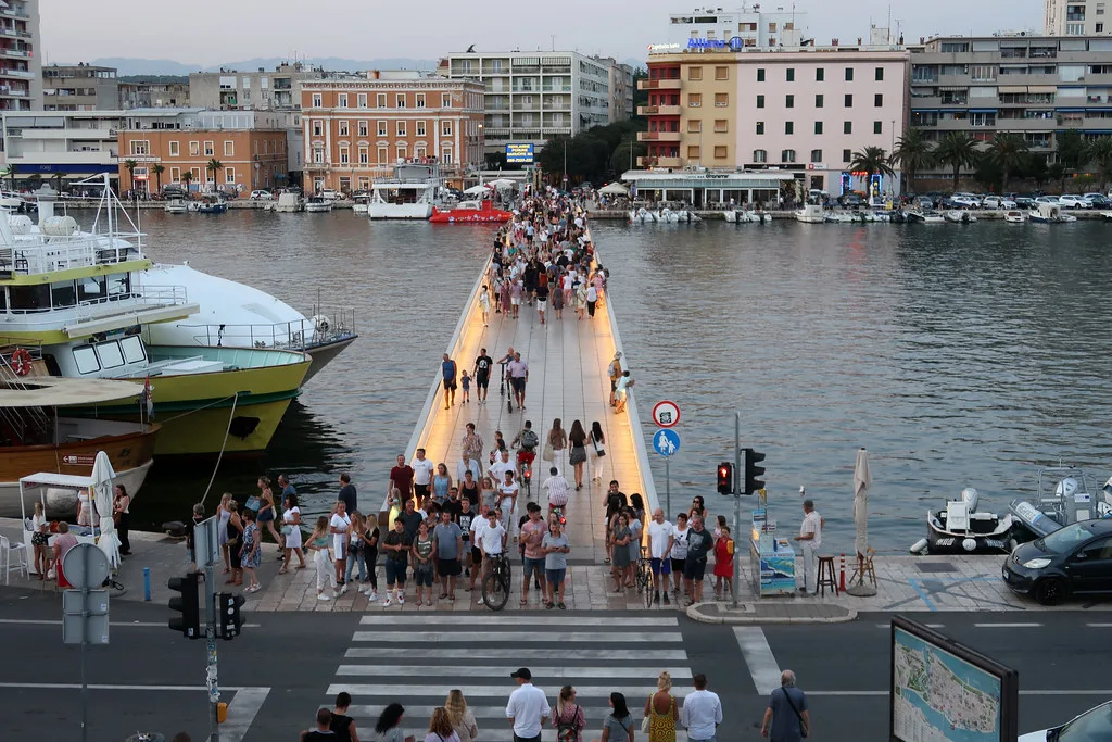 The City Bridge across Zadar's harbour, seen from the New Gate, Zadar